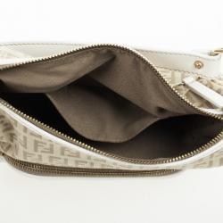 Pre Owned Fendi Zucchino Canvas Front Pocket Hobo Bag