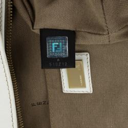 Pre Owned Fendi Zucchino Canvas Front Pocket Hobo Bag