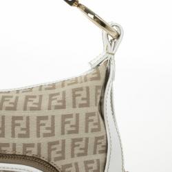 Pre Owned Fendi Zucchino Canvas Front Pocket Hobo Bag