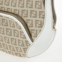 Pre Owned Fendi Zucchino Canvas Front Pocket Hobo Bag