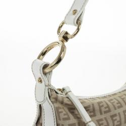 Pre Owned Fendi Zucchino Canvas Front Pocket Hobo Bag