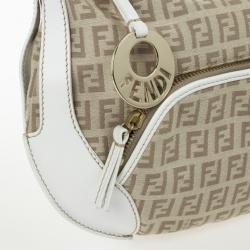 Pre Owned Fendi Zucchino Canvas Front Pocket Hobo Bag