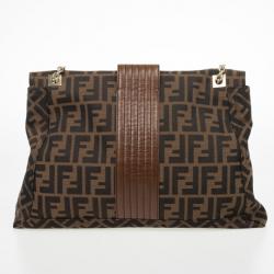 Fendi Brown Zucca Canvas Maxi Baguette Flap Shoulder Bag
