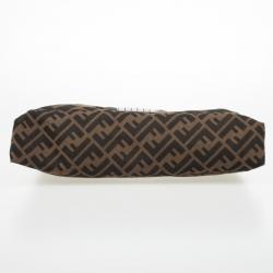 Fendi Brown Zucca Canvas Maxi Baguette Flap Shoulder Bag