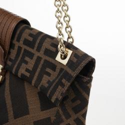 Fendi Brown Zucca Canvas Maxi Baguette Flap Shoulder Bag