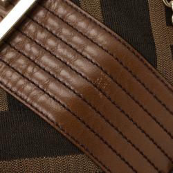 Fendi Brown Zucca Canvas Maxi Baguette Flap Shoulder Bag
