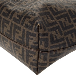 Pre Owned Fendi Tobacco Zucca Coated Canvas and Leather Roll Tote