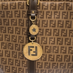 Pre Owned Fendi Brown Zucchino Coated Canvas and Leather Superstar Shopper Tote