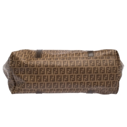 Pre Owned Fendi Brown Zucchino Coated Canvas and Leather Superstar Shopper Tote