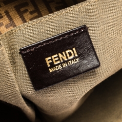 Pre Owned Fendi Brown Zucchino Coated Canvas and Leather Superstar Shopper Tote