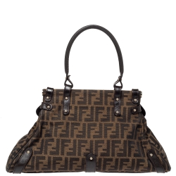 Pre Owned Fendi Tobacco Zucca Canvas and Leather Medium Magic Shoulder Bag