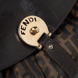 Pre Owned Fendi Tobacco Zucca Canvas and Leather Medium Magic Shoulder Bag