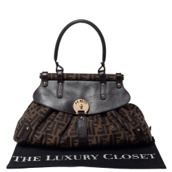 Pre Owned Fendi Tobacco Zucca Canvas and Leather Medium Magic Shoulder Bag