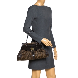 Pre Owned Fendi Tobacco Zucca Canvas and Leather Medium Magic Shoulder Bag