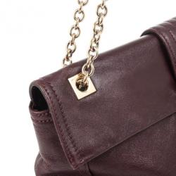 Pre Owned Fendi Maroon Maxi Borsa Vitello Baguette Shoulder Bag