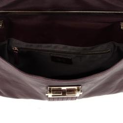 Pre Owned Fendi Maroon Maxi Borsa Vitello Baguette Shoulder Bag