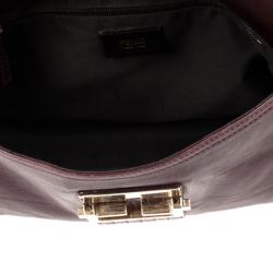 Pre Owned Fendi Maroon Maxi Borsa Vitello Baguette Shoulder Bag