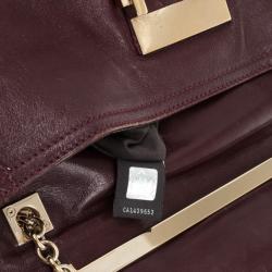 Pre Owned Fendi Maroon Maxi Borsa Vitello Baguette Shoulder Bag