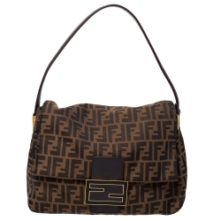 Pre Owned Fendi Tobacco Zucca Canvas and Leather Big Mama Forever Shoulder Bag