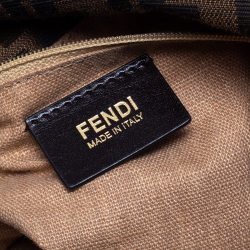 Pre Owned Fendi Tobacco Zucca Canvas and Leather Big Mama Forever Shoulder Bag