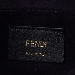 Pre Owned Fendi Navy Blue Leather Scalloped Kan I Shoulder Bag