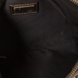 Pre Owned Fendi Brown Zucchino Canvas and Leather Studdded Baguette Bag