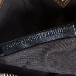 Pre Owned Fendi Brown Zucchino Canvas and Leather Studdded Baguette Bag