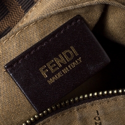 Pre Owned Fendi Tobacco Zucca Canvas and Leather Logo Charm Shoulder Bag