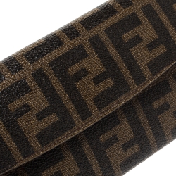 Pre Owned Fendi Tobacco Zucca Coated Canvas Continental Wallet