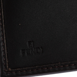 Pre Owned Fendi Tobacco Zucca Canvas and Leather Compact Wallet