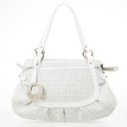 Pre Owned Fendi Cream Zucca Chef Hobo