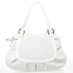 Pre Owned Fendi Cream Zucca Chef Hobo
