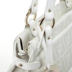 Pre Owned Fendi Cream Zucca Chef Hobo