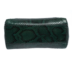Pre Owned Fendi Green Python Mini Peekaboo Top Handle Bag