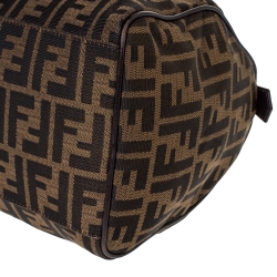 Pre Owned Fendi Tobacco Zucca Canvas and Leather Medium Chef Boston Bag