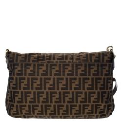 Pre Owned Fendi Tobacco Zucca Canvas and Patent Leather Mia Crossbody Bag