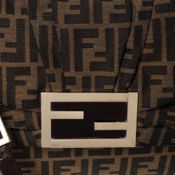 Pre Owned Fendi Tobacco Zucca Canvas and Patent Leather Mia Crossbody Bag
