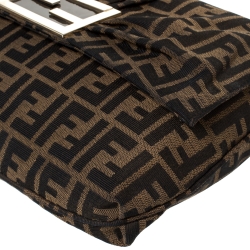 Pre Owned Fendi Tobacco Zucca Canvas and Patent Leather Mia Crossbody Bag