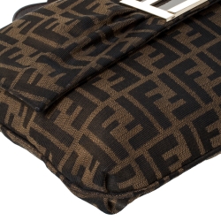 Pre Owned Fendi Tobacco Zucca Canvas and Patent Leather Mia Crossbody Bag