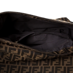 Pre Owned Fendi Tobacco Zucca Canvas and Patent Leather Mia Crossbody Bag