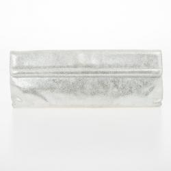 Pre Owned Fendi Forever Metallic Silver Suede Clutch 