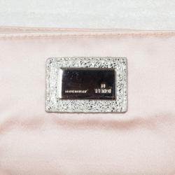 Pre Owned Fendi Forever Metallic Silver Suede Clutch 