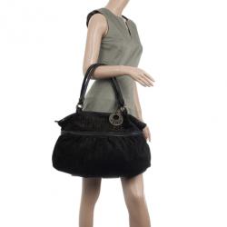 Pre Owned Fendi Large Black Suede Chef Zucca Tote