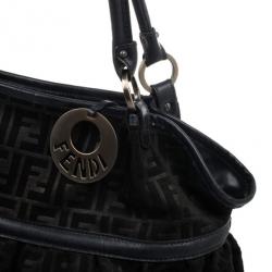 Pre Owned Fendi Large Black Suede Chef Zucca Tote