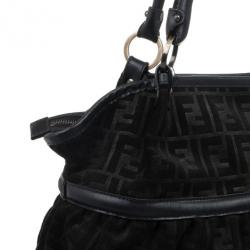 Pre Owned Fendi Large Black Suede Chef Zucca Tote