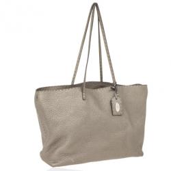 Pre Owned Fendi Grey Leather Selleria Tote