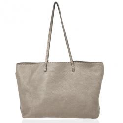 Pre Owned Fendi Grey Leather Selleria Tote