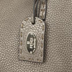 Pre Owned Fendi Grey Leather Selleria Tote