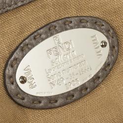 Pre Owned Fendi Grey Leather Selleria Tote