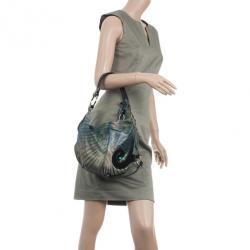 Pre Owned Fendi Blue Printed Wave Hobo